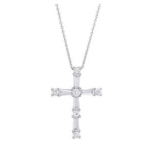Emotions Sterling Silver Cubic Zirconia Cross Pendant Necklace